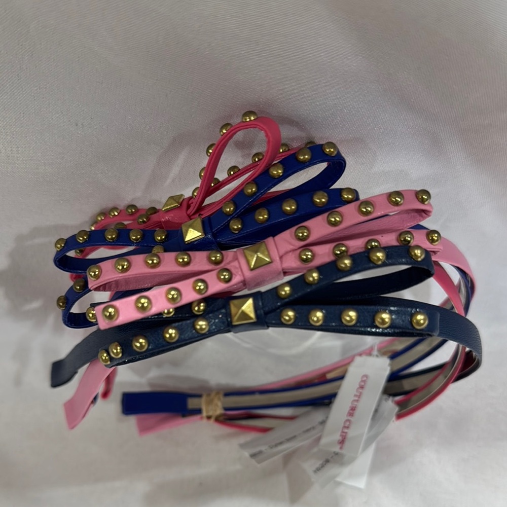 Couture Clips Studded Bow Headbands-Set of 4